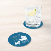 プグパーティーブルーテーマお祝い ラウンドペーパーコースター (インサイチュ)