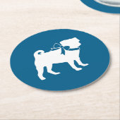 プグパーティーブルーテーマお祝い ラウンドペーパーコースター (アングル)