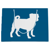 プグパーティーブルーテーマお祝い ラージペーパーバッグ (正面)