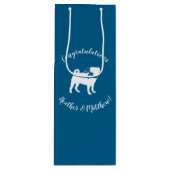 プグパーティーブルーテーマお祝い ワインギフトバッグ (正面)