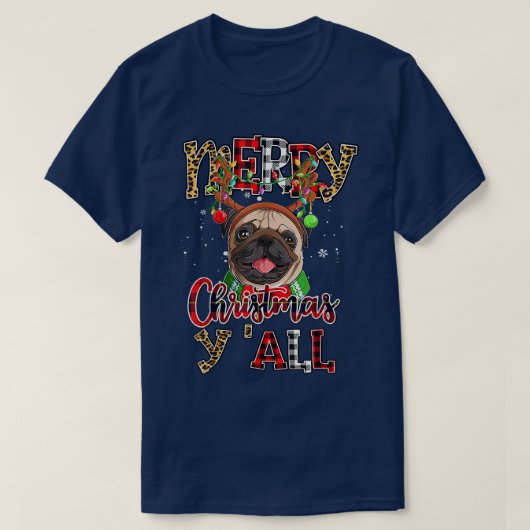 プグメリークリスマスユアオールプグマスレオパードトインディ Tシャツ (デザイン正面)