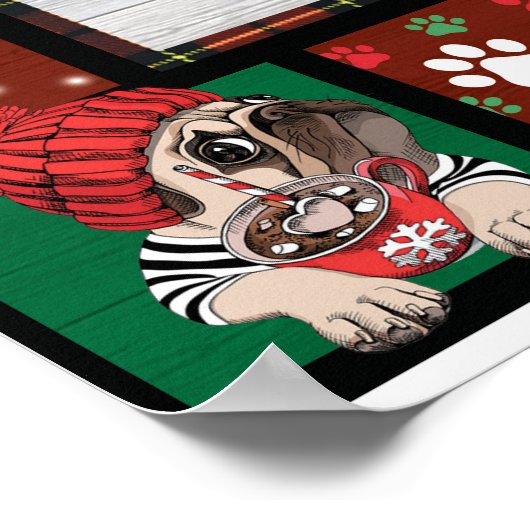 プグメリーマスクリスマスパグクリスマスパーティーパグ恋人 ポスター (角)