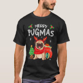 プグメリーマスプグドッグクリスマスクリスマスおもしろい Tシャツ (正面)