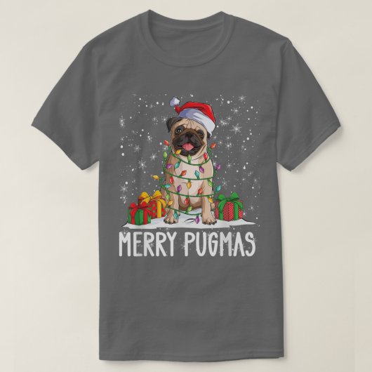 プグメリーマス2022クリスマスパグクリスマスパーティーパグロフ Tシャツ (デザイン正面)