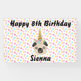 プグユニコーン小さな女の子誕生日パーティー 横断幕