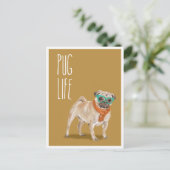 プグライフおもしろい犬ワードプン ポストカード (スタンド正面)
