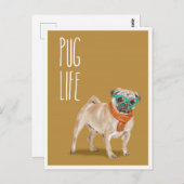 プグライフおもしろい犬ワードプン ポストカード (正面/裏面)