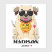 プグライフ名前をカスタムする シール (シート)