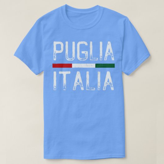 プグリアイタリアヴィンテージスタイルタイポグラフィデザイン Tシャツ (デザイン正面)