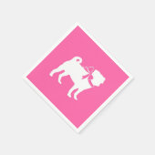 プグ犬の赤ちゃんシャワー女の子ピンクと弓 スタンダードカクテルナプキン (角)