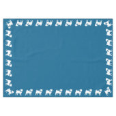 プグ犬の赤ちゃんシャワー少年ブルーと弓 テーブルクロス (正面(横))