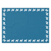 プグ犬の赤ちゃんシャワー少年ブルーと弓 テーブルクロス (正面(横))