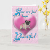 プグ美し生まれい誕生日カード カード (黄色い花)