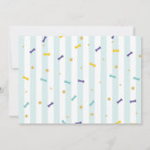 プグ誕生日ドギーパーティードッグ紙吹雪ブルー 招待状 (裏面)