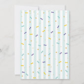 プグ誕生日ドギーパーティードッグ紙吹雪ブルー 招待状 (裏面)