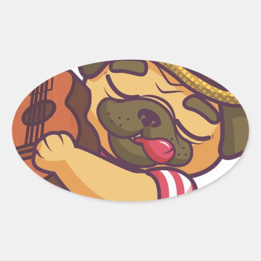 プグ遊ギター 楕円形シール (正面)