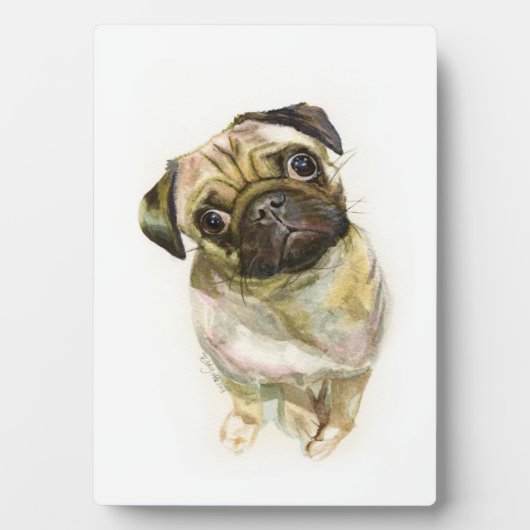 プグ顔アートプリント |かわいいパグ犬 フォトプラーク (正面)