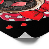 プグ顔ハートグルスヴァレンティーンズデイドッグラバーオーナー ポスター (角)