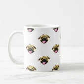 プグ顔プリントホワイト325 mlクラシックマグ コーヒーマグカップ (左)