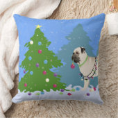 プグ飾は森のクリスマスツリー クッション (ブランケット)