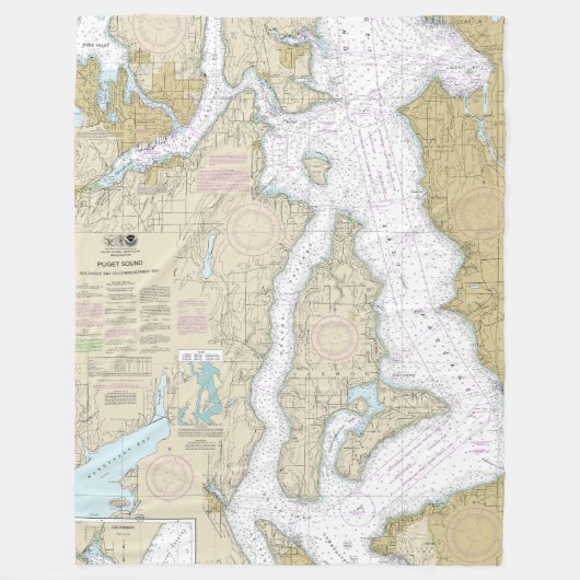 プゲットサウンドシルショールベイから開始ベイ フリースブランケット (正面)