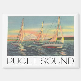 プゲットサウンドワシントン州ヴィンテージ旅行スタイル マグネット