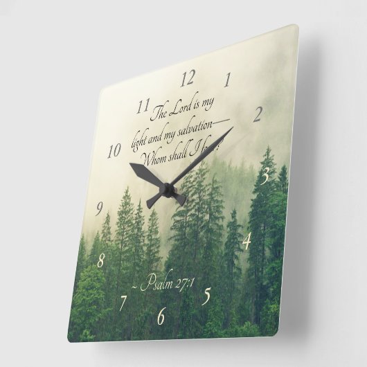 プサルム27:1主は私の光であり,私の救い – スクエア壁時計 (傾斜)