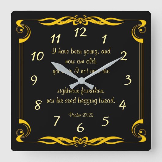 プサルム37:25 スクエア壁時計 (正面)