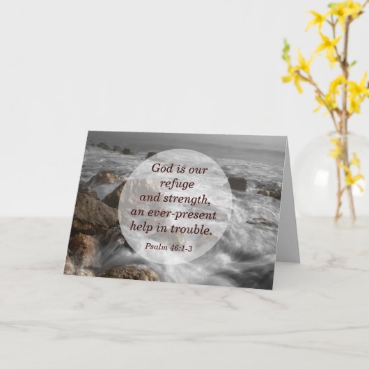 プサルム46:1-3神は私たちの避難と強さ カード (黄色い花)