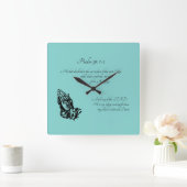 プサルム91:1-2 スクエア壁時計 (ホーム)