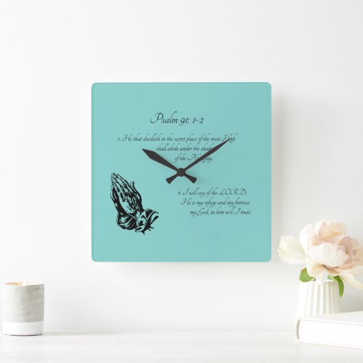 プサルム91:1-2 スクエア壁時計 (ホーム)