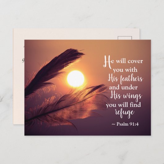 プサルム91:4彼はあなたを羽で覆う ポストカード (正面/裏面)