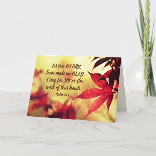 プサルム92:4は主よ、私を喜ばせてくれた カード (正面)