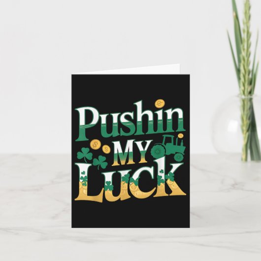 プシュインマイラックトラクローバーSt patricks dayおもしろい カード (正面)