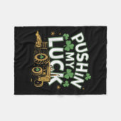 プシュインマイラックトラクローバーSt patricks dayおもしろい フリースブランケット (正面(横))