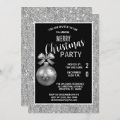 プシュ装飾銀のクリスマス 招待状 (正面/裏面)