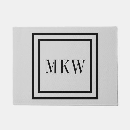 プシンプルレーンブラ縁どックフル3 Initalsモノグラム ドアマット (正面)