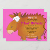 プジポニー乗馬バースデーパーティーへの招待 招待状 (正面/裏面)