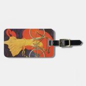 プジョーによってはバイクの女性のパリの芸術的な広告が自転車に乗ります ラゲッジタグ (正面横)