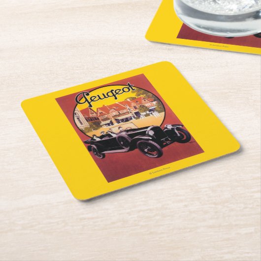 プジョーの自動車昇進ポスター スクエアペーパーコースター (アングル)