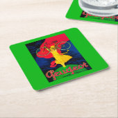 プジョーの自転車のヴィンテージPosterEurope スクエアペーパーコースター (アングル)