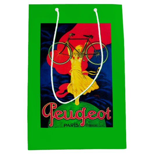 プジョーの自転車のヴィンテージPosterEurope ミディアムペーパーバッグ (正面)