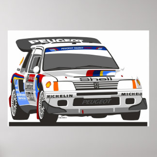 プジョー205 T16グループBラリー車 ポスター
