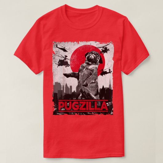 プジラおもしろいパグ犬 Tシャツ (デザイン正面)