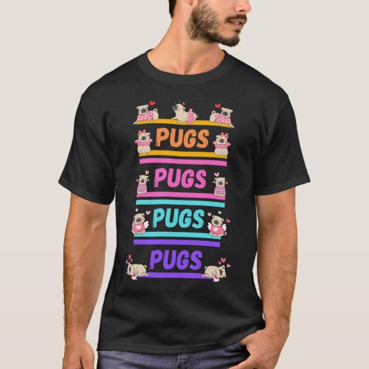 プス パグ パグ パグ パグ 犬 Tシャツ (正面)