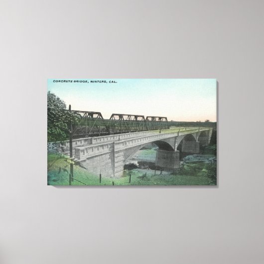 プタークリークブリッジウィンターズの空中表示 キャンバスプリント (正面)