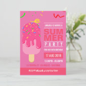 プチアイスの夏の女の子の誕生日パーティーの招待状 招待状 (スタンド正面)