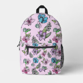 プチウォーターカラーフラワーズ名前をカスタムするリュックサック プリントバックパック (正面)