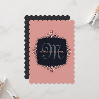 プチオーキッドピンクモノグラム結婚式招待状 招待状