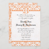 プチコーラルダマスグレイフォント結婚ズインベイタント 招待状 (正面/裏面)